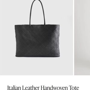 Quince Black Woven Leather Tote